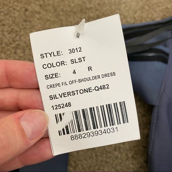 Dessy Collection 3012 Off The Shoulder Crossback Gown Silverstone 4 - Picture 6 of 10